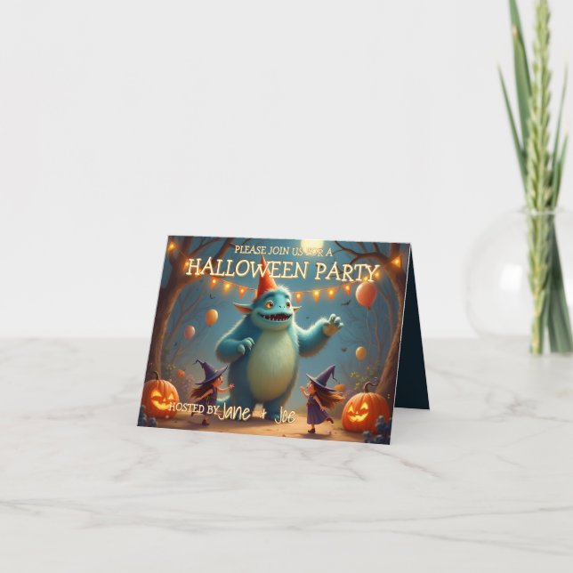 Glückliches Monster-Halloween-Party für Kinder Karte (Vorderseite)