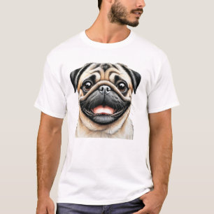 Glückliches Mops-Gesicht Hund T-Shirt