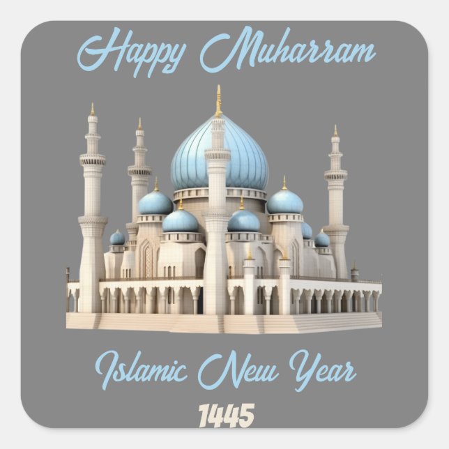 glückliches muharram islamisch im neuen Jahr 2025 Quadratischer Aufkleber (Vorderseite)