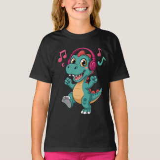 “Glückliches Musik-Dinosaurier-Cartoon-T-Shirt – K T-Shirt