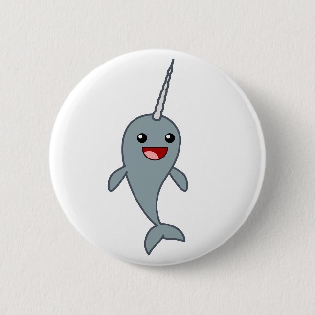 Glückliches Narwhal Button (Vorderseite)