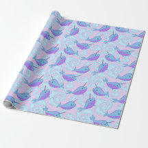 Glückliches Narwhal Muster-Packpapier