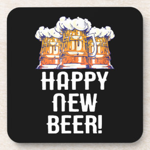 GLÜCKLICHES NEUES BIER! Silvesterparty Trinken Getränkeuntersetzer