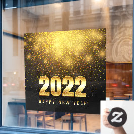 Glückliches neues Jahr 2022 Gold Black Business Sh Fensteraufkleber