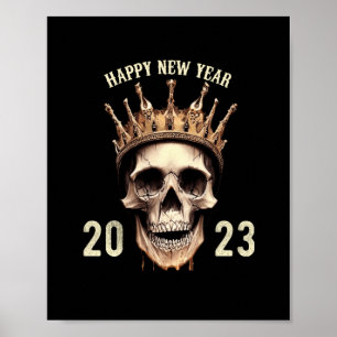 glückliches neues Jahr 2023 Schädel Poster