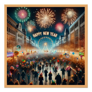 Glückliches neues Jahr 2024-Poster Poster