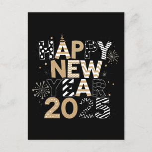 Glückliches neues Jahr 2025 Postkarte - Spaß und f