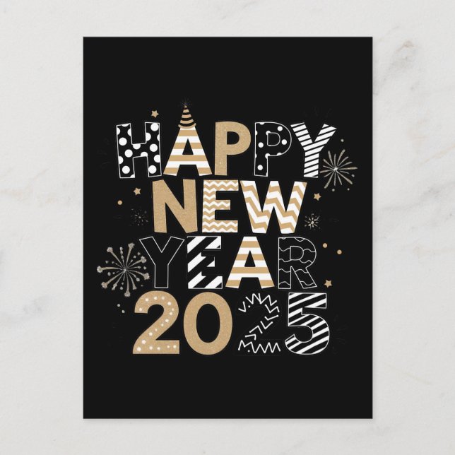 Glückliches neues Jahr 2025 Postkarte - Spaß und f (Vorderseite)