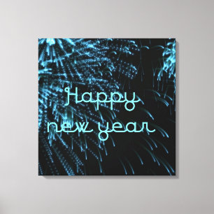 glückliches neues Jahr blau Leinwanddruck