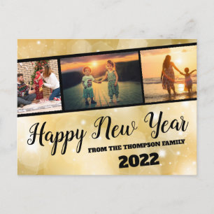 Glückliches Neues Jahr Foto Collage Postkarte mit 