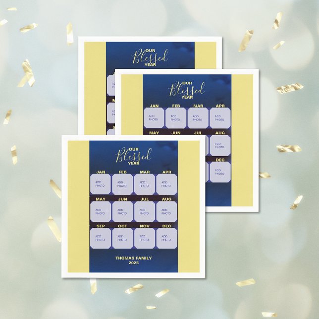 Glückliches neues Jahr gesegnetes Jahr Foto Serviette (Happy New Year Blessed Year Photo Napkins)