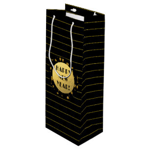 Glückliches neues Jahr, Goldfoil, Black Wine Gesch Geschenktüte Für Weinflaschen