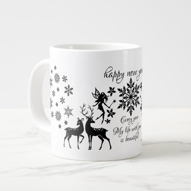 glückliches neues Jahr Jumbo-Tasse (Vorderseite Links)