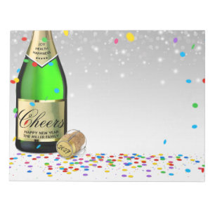 Glückliches Neues Jahr Sprudelwein-Flasche 2027 Notizblock
