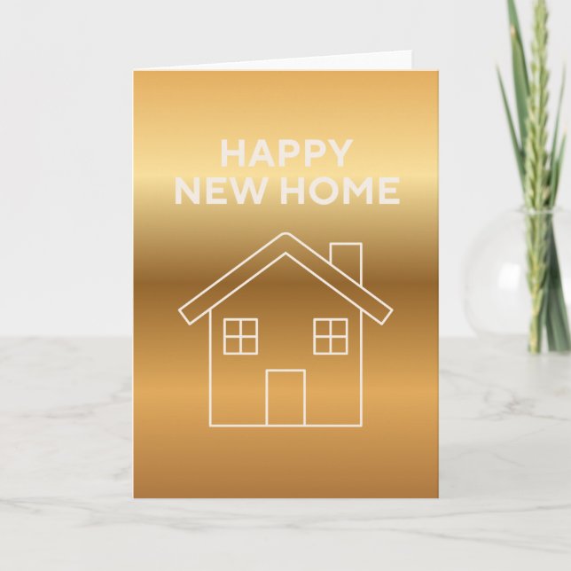 Glückliches neues Zuhause - Goldfarbener Gradiente Karte (Vorderseite)