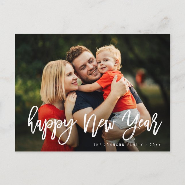 GLÜCKLICHES NEUJAHR | Grußkarte für Pinsel Postkarte (Vorderseite)
