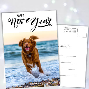 GLÜCKLICHES NEUJAHR Minimalistisch Modernes Foto Feiertagspostkarte