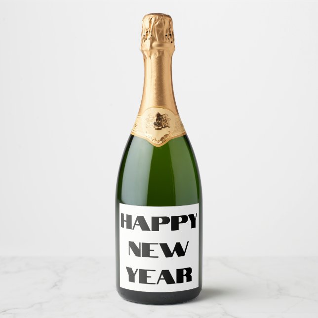 GLÜCKLICHES NEUJAHR-WEINCHAMPANGE-ETIKETT (Vorderseite)