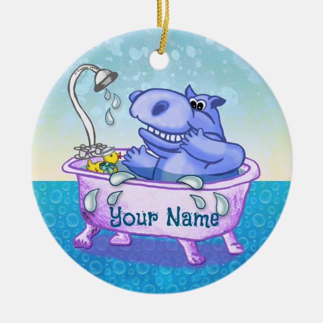 Glückliches Nilpferd Bad Keramik Ornament (Vorne)