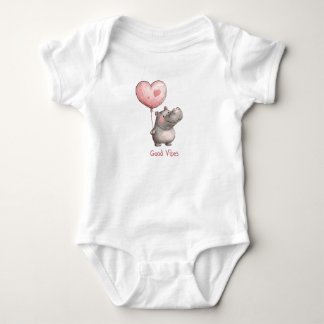 Glückliches Nilpferd Gute Vibes Herzballon Baby Strampler
