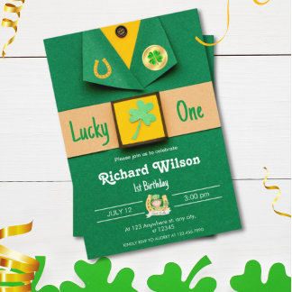 Glückliches One First Birthday Boy Kleeblatt Einladung