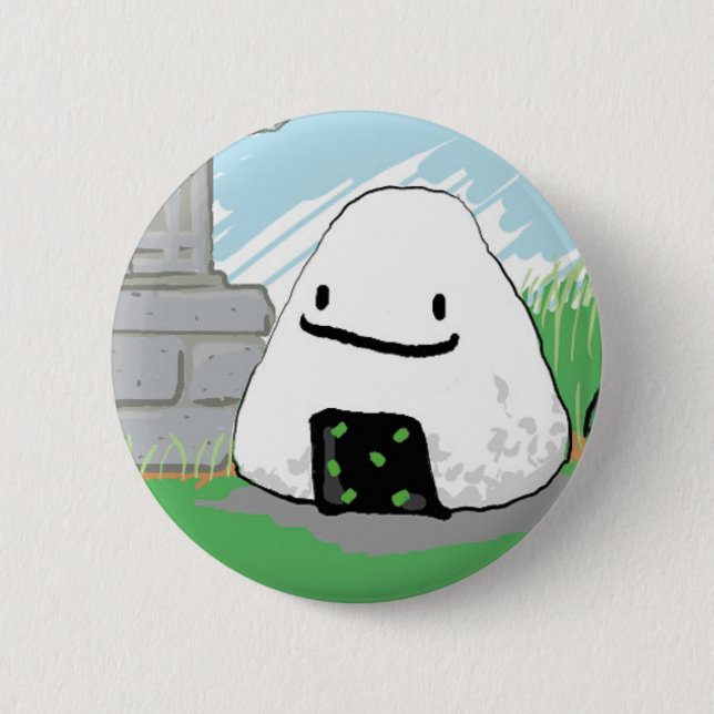 Glückliches Onigiri Button (Vorderseite)