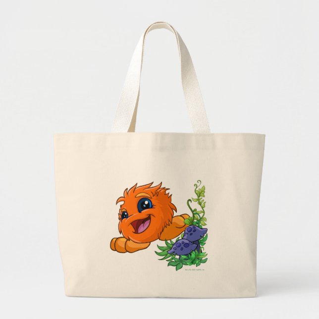 Glückliches orange JubJub in Neopia Zentrale Jumbo Stoffbeutel (Vorne)