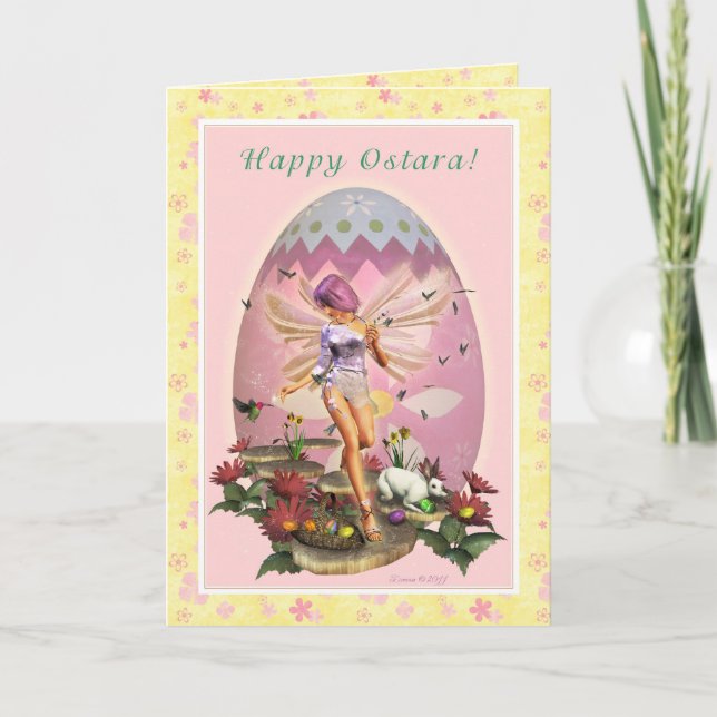 Glückliches Ostara - frühlingshaftes Äquinoktikum Karte (Vorderseite)