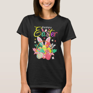 Glückliches Ostern-Eierkorb-Hasenohren Für Frauen T-Shirt