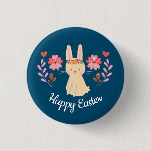 Glückliches Ostern-Frühlings-Häschen Button