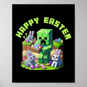 Glückliches Ostervideospiel Pixel für Männer Fraue Poster