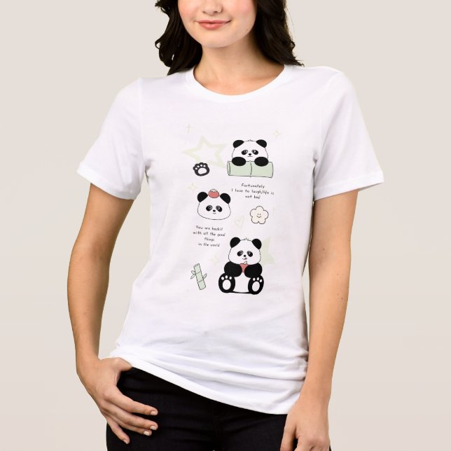 Glückliches Panda-Leben Tri-Blend Shirt (Vorderseite)