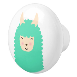 Glückliches Peekaboo-Lama Emoji Keramikknauf