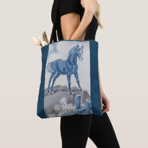 glückliches Pferd in Blau Tasche