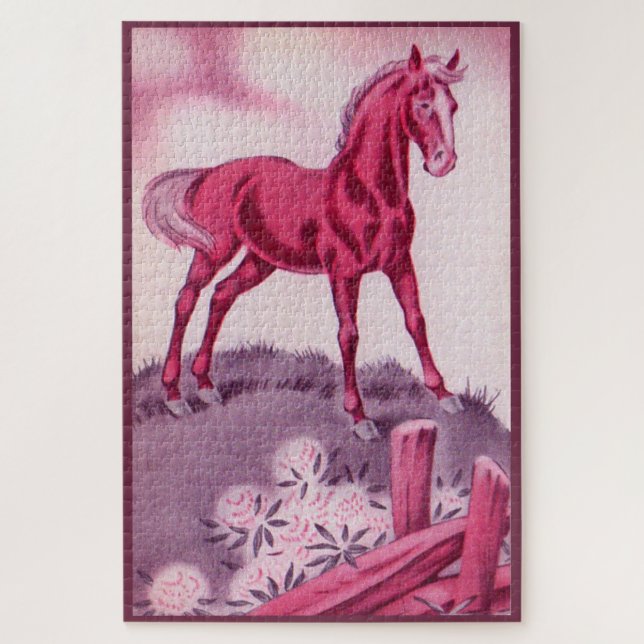 glückliches Pferd in Rosa (Vertikal)