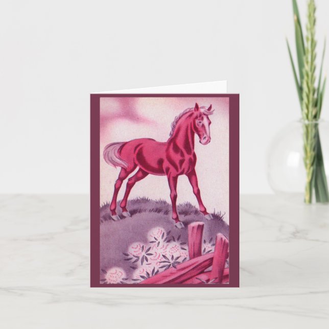 glückliches Pferd in Rosa (Vorderseite)