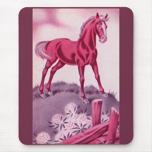 glückliches Pferd in Rosa Mousepad (Vorne)