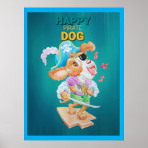 Glückliches Piratenhund-Poster 
