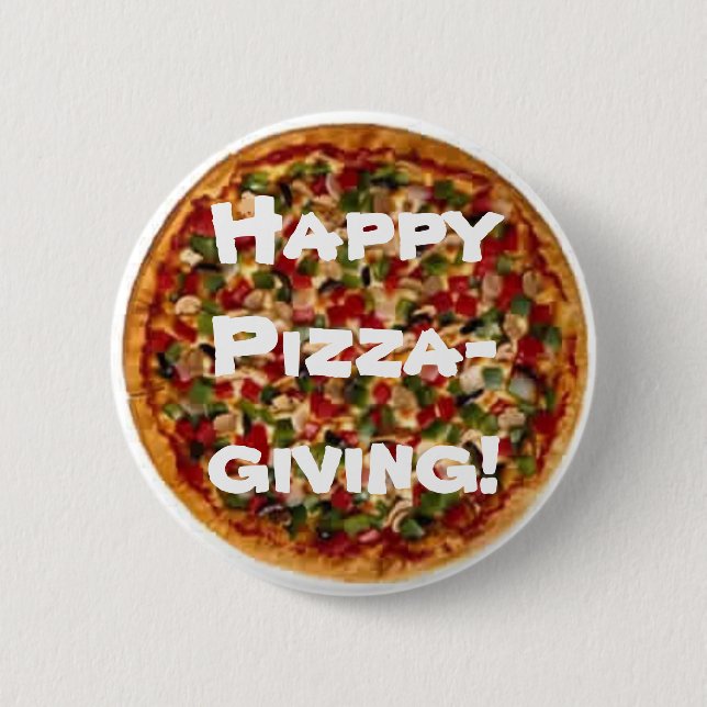 Glückliches Pizza-Geben! Button (Vorderseite)