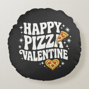 Glückliches Pizza-Valentinstag Lustiges Pizza-Lieb Rundes Kissen