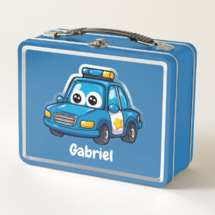 Glückliches Polizeiauto, Jungen, Personalisiertes  Metall Brotdose