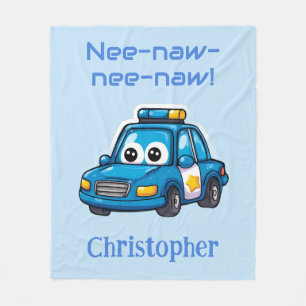 Glückliches Polizeiauto, personalisiertes Kleinkin Fleecedecke