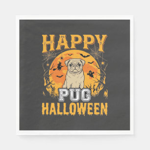 Glückliches Pug Halloween Grusel Hund Design_1 Serviette