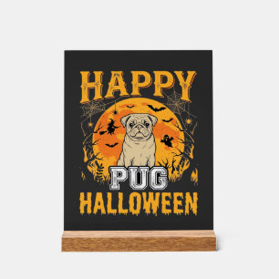 Glückliches Pug Halloween Gruseliger Hund Design_1 Acrylschild
