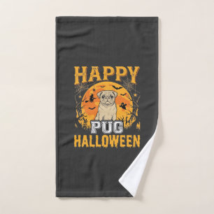 Glückliches Pug Halloween Gruseliger Hund Design_1 Handtuch