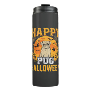 Glückliches Pug Halloween Gruseliger Hund Design_1 Thermosbecher