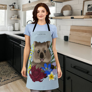 Glückliches Quokka Australien Floral Blau Schürze