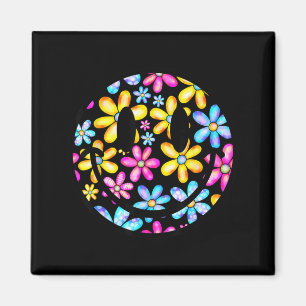 Glückliches Retro-Gänseblümchen-Lächelgesicht Bunt Magnet