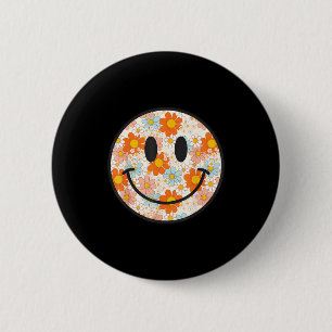 Glückliches Retro-Gänseblümchen-Lächelgesicht Prep Button
