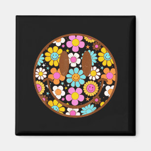 Glückliches Retro-Gänseblümchen-Lächeln-Gesicht Pr Magnet